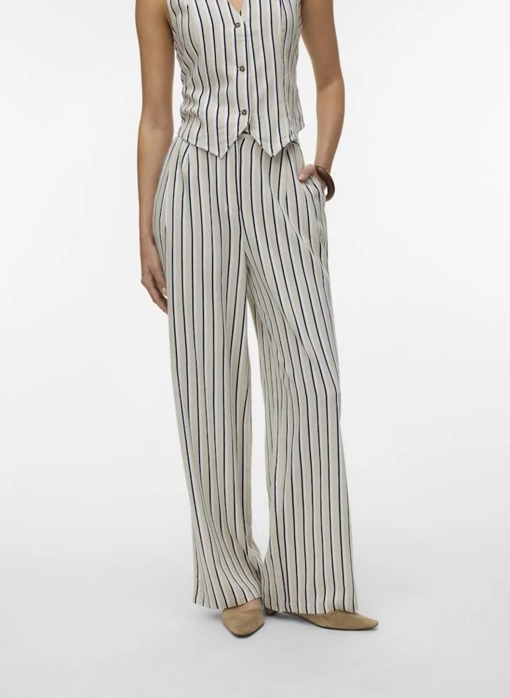 Mid-Waist Wide Linen Dad Pants