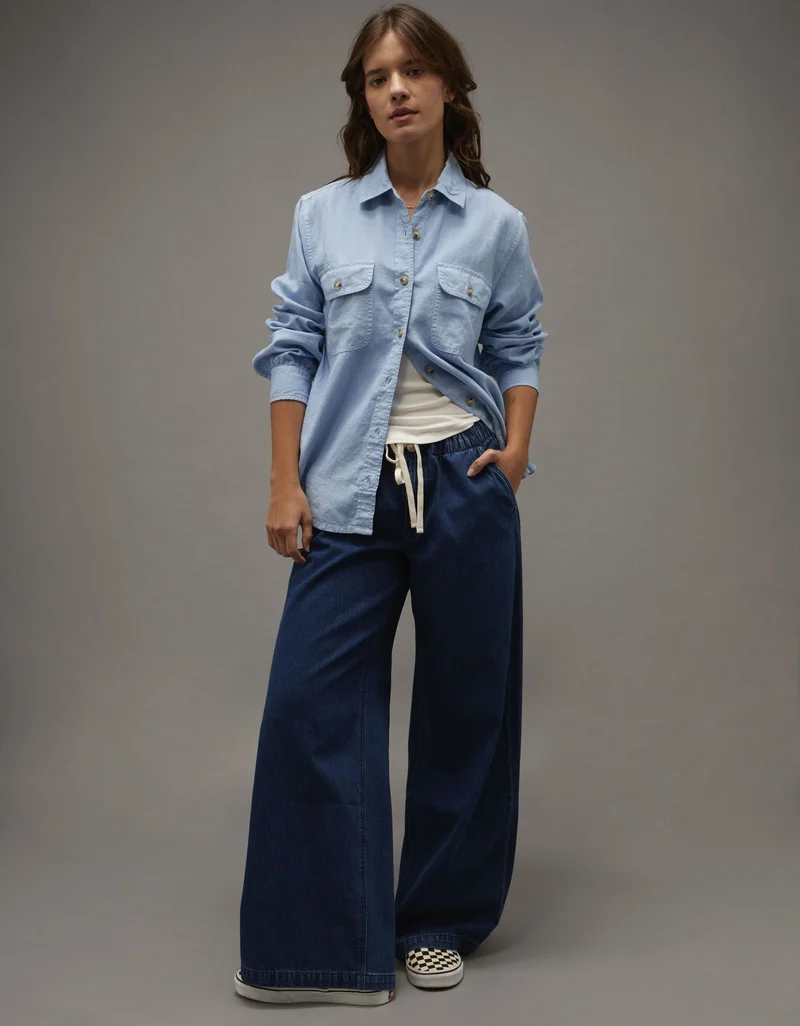 AE Linen Blend Button-Up Shirt