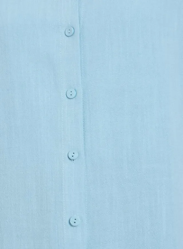 Styli Oversized Linen Blend Shirt Blue – image 4