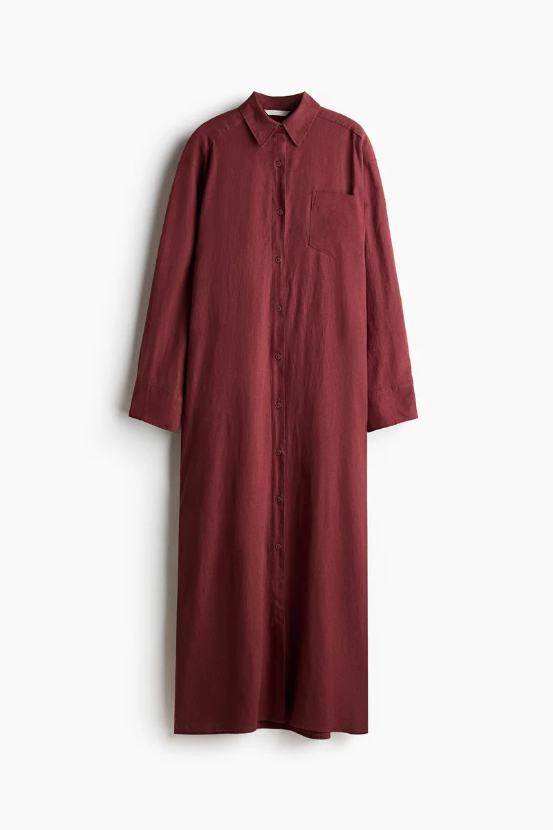 Linen Blend Shirt Dress