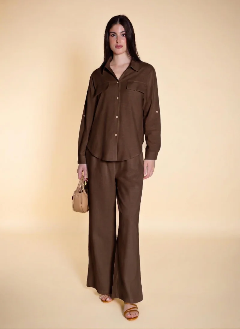 Linen Blend Shirt Set