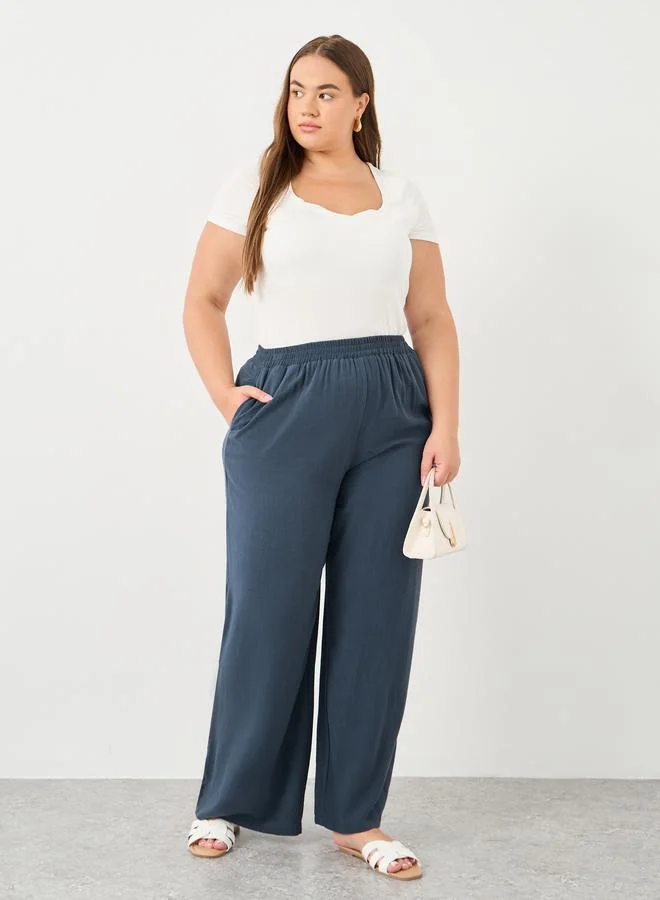 Linen Look Pants with Side Pocket Khaki