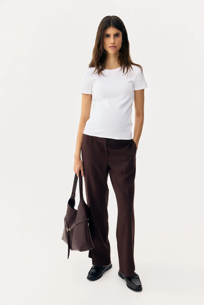 MAMA Linen-Blend Tailored Trousers