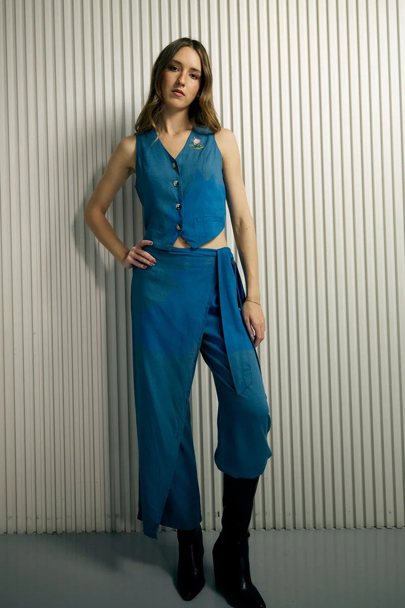 Women's Linen Overlap Wrap Pant