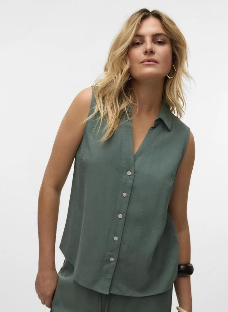 VMMYMILO Sleeveless Linen V-Neck Shirt