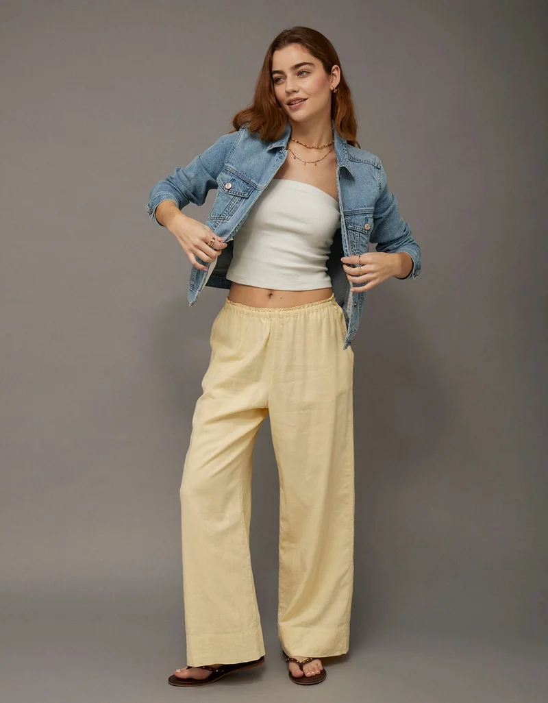 High-Waisted Linen Easy Pant