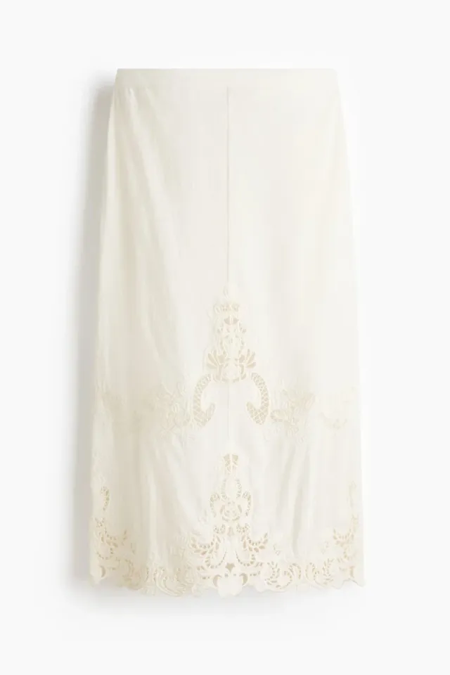 Linen-Blend Broderie Anglaise Skirt – image 4