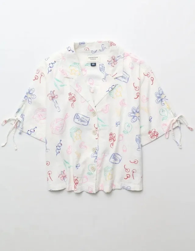 AE Linen-Blend Button-Up Shirt – image 3
