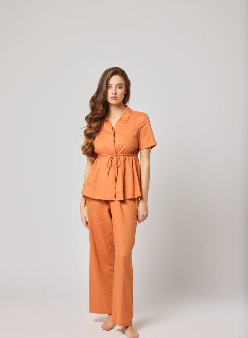 Tailored Button-Up Flared Top