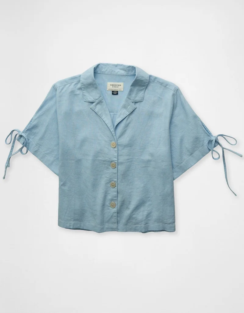 AE Linen-Blend Button-Up Shirt