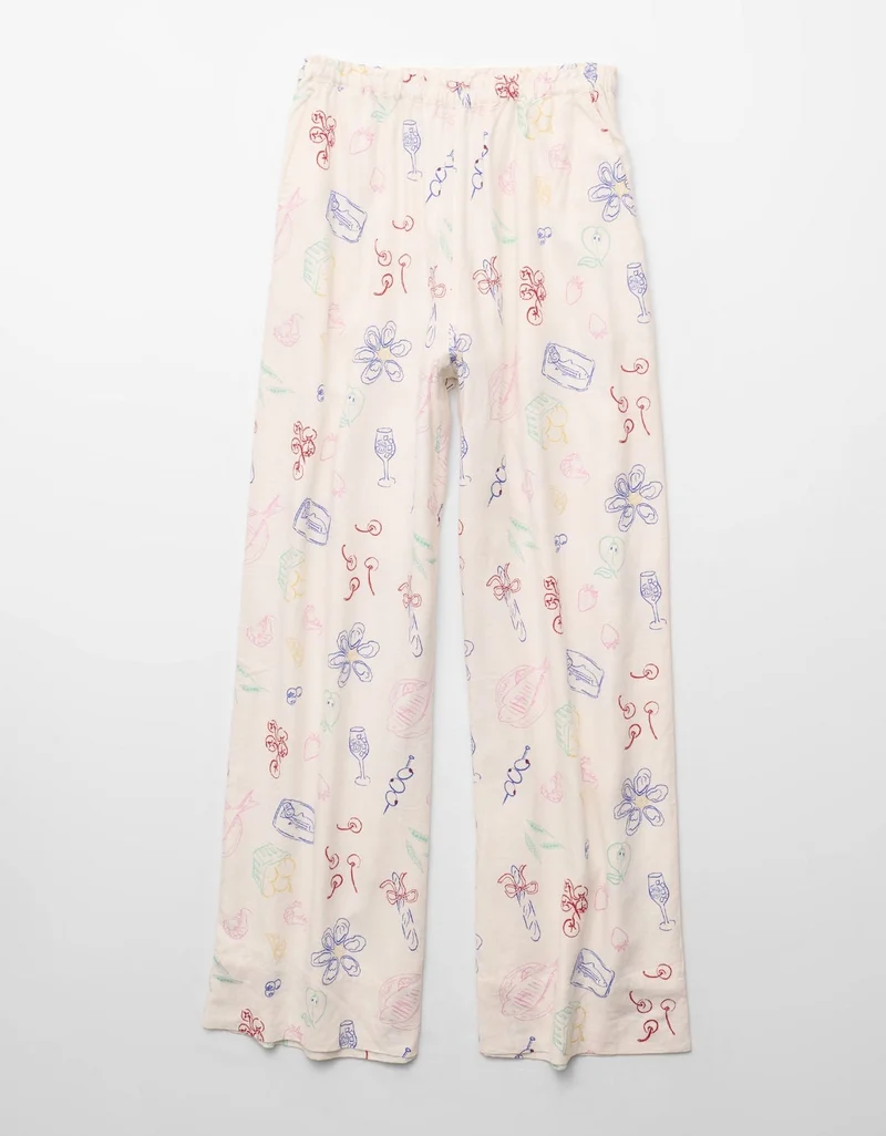 AE Linen-Blend Wide-Leg Pant