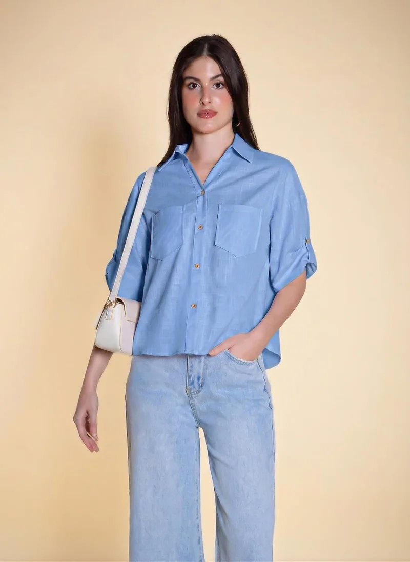 Linen Blend Pocket Shirt