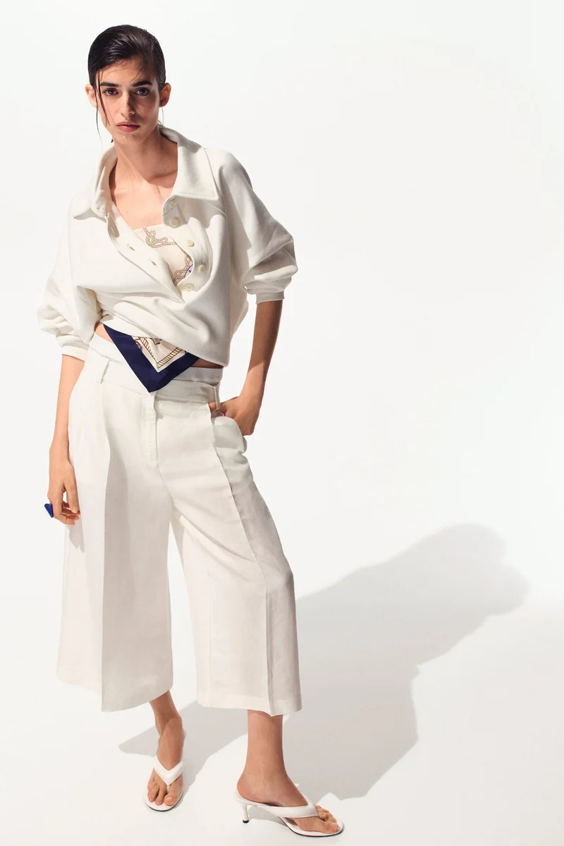Linen-blend Culottes