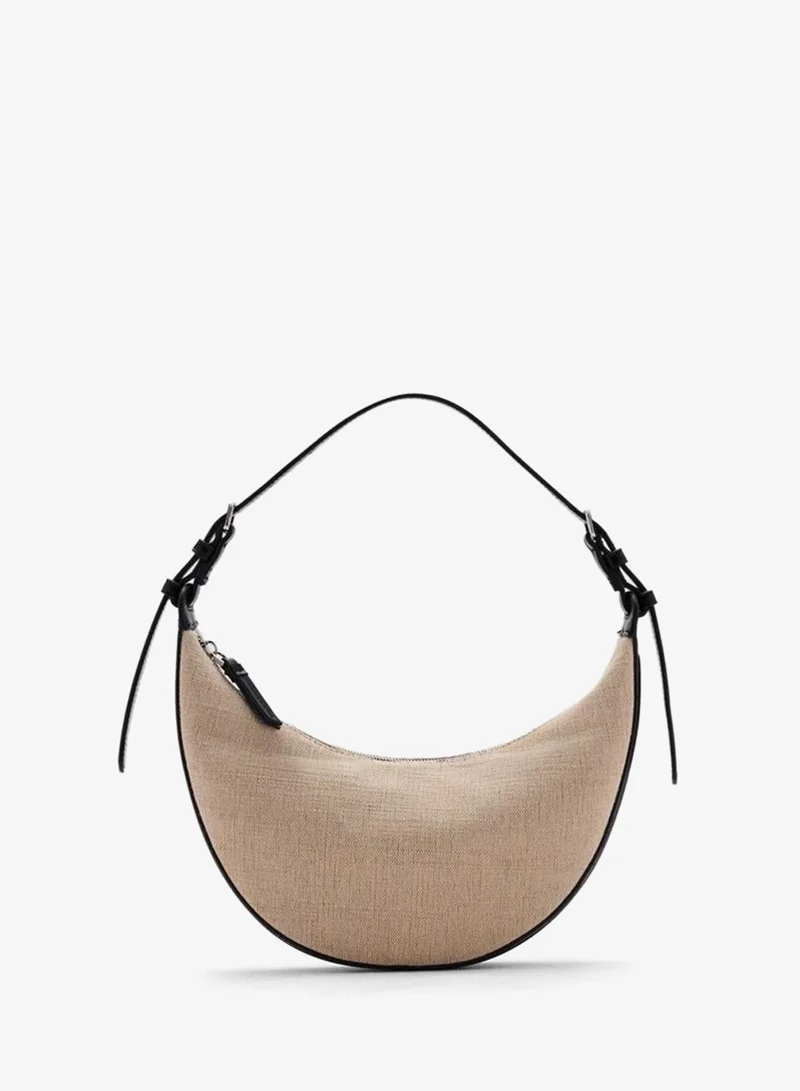 Mini Oval Linen Blend Shoulder Bag