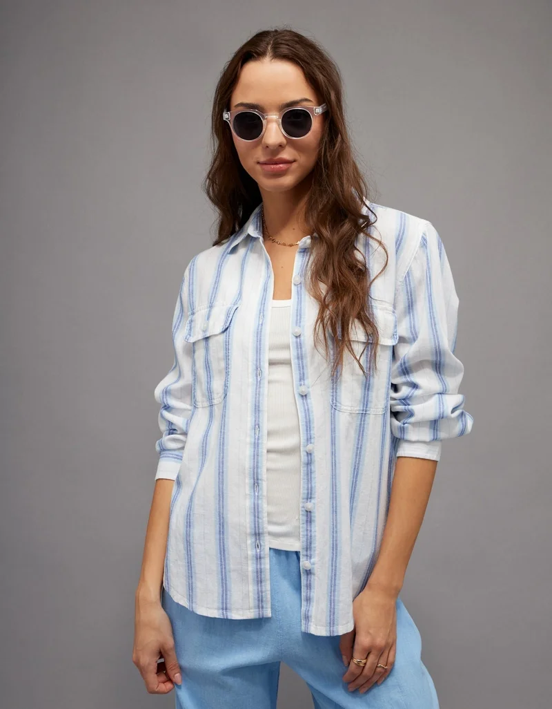 AE Linen-Blend Button-Up Shirt