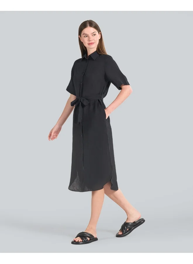 Belted Linen Dress