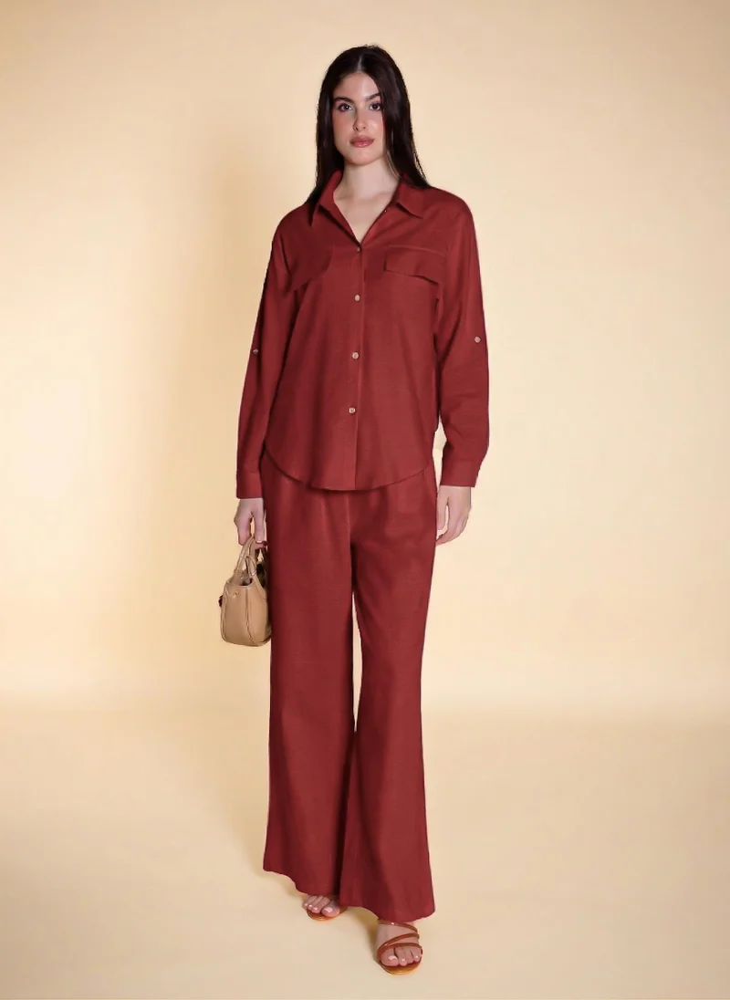 Linen Blend Shirt Set