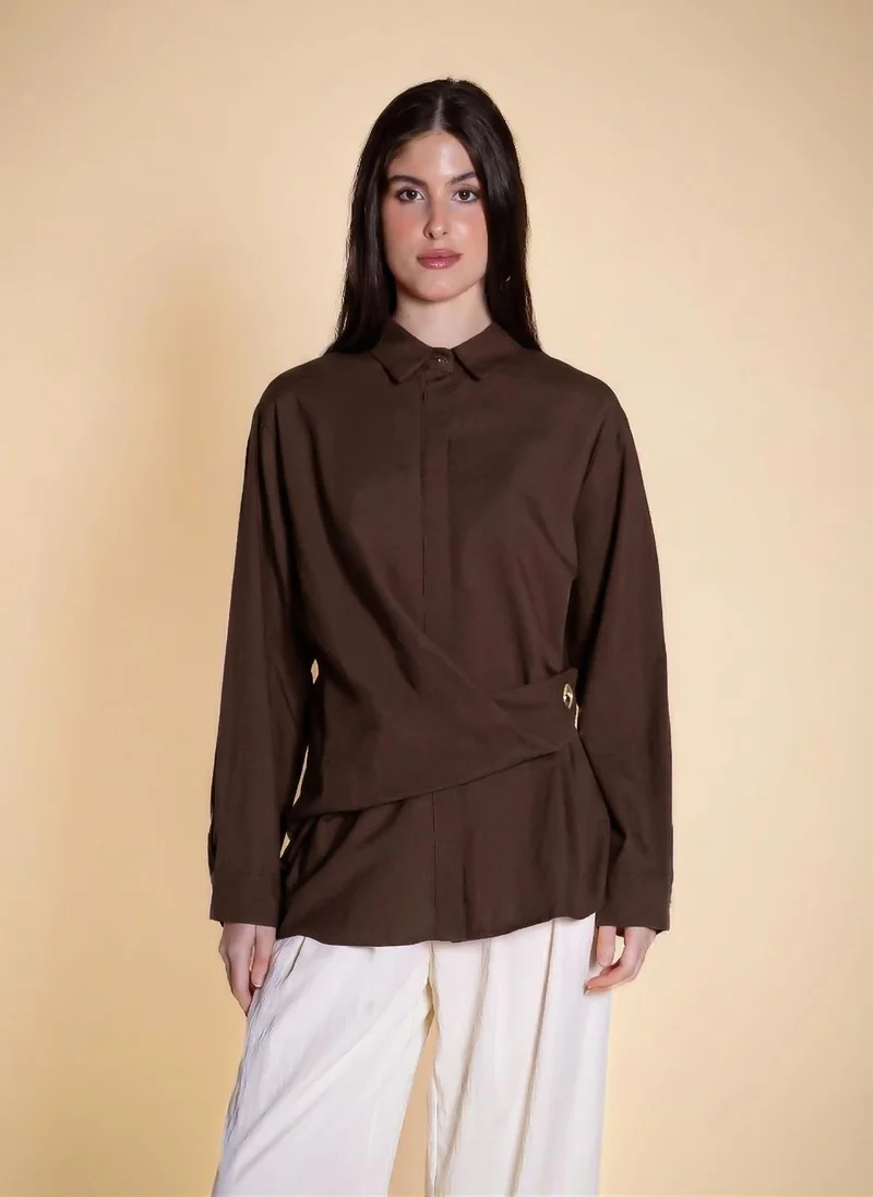 Wrapped Linen Blend Shirt