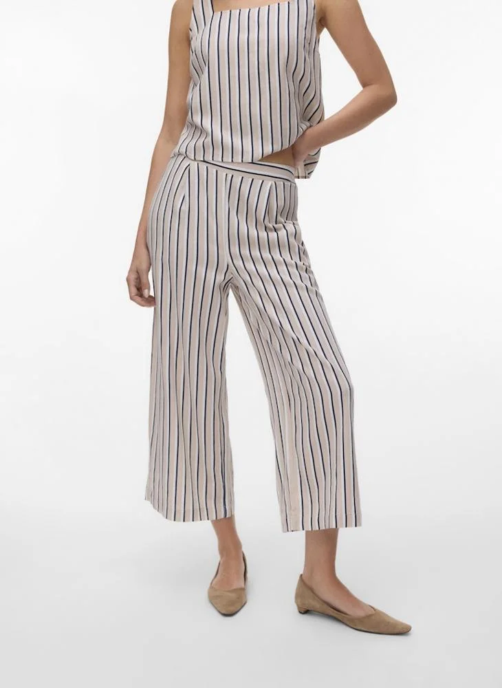 High-Waist Linen Culotte Trousers