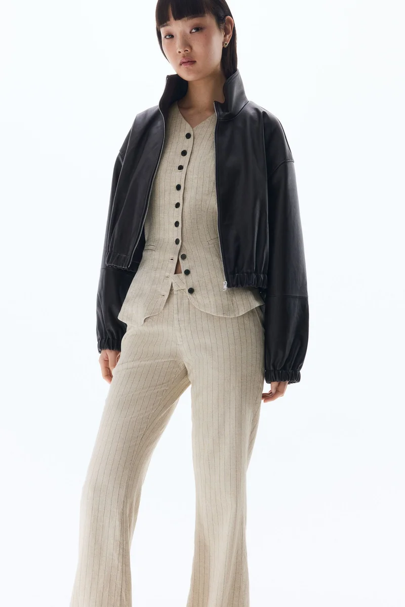 Linen Blend Tailored Trousers