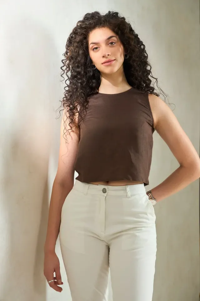 Women's Linen Striped Sleeveless Crop Tops – image 6