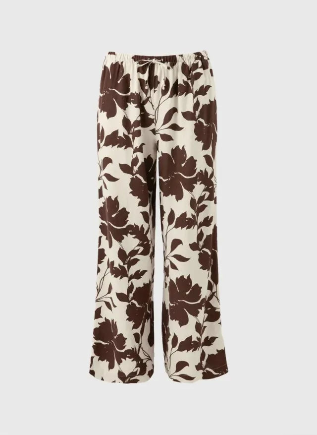 Leaf Linen Wide Leg Co Ord Trousers Chocolate Brown – image 4