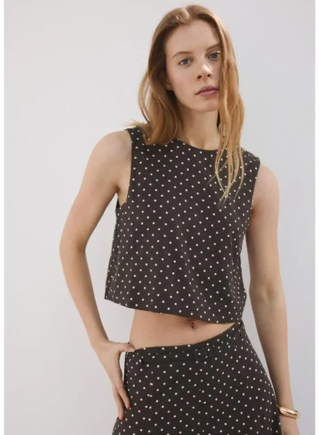 Polka Dot Linen Top