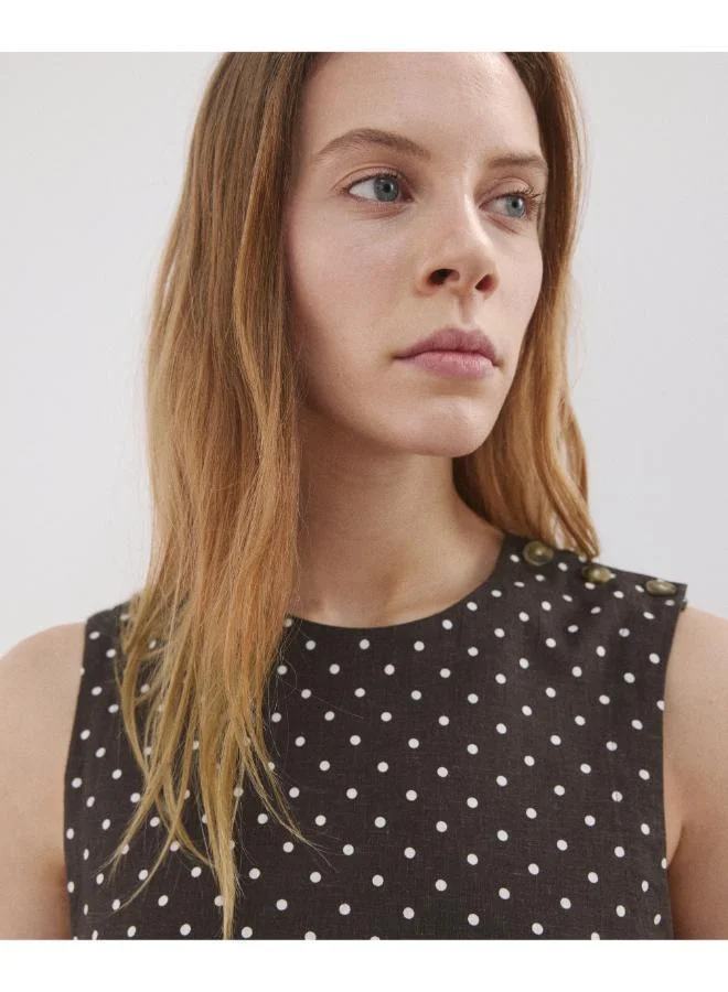 Linen polka dot top