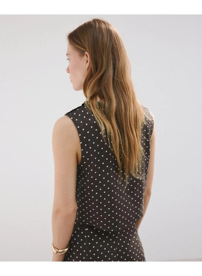 Linen polka dot top