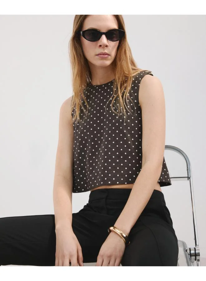 Linen polka dot top