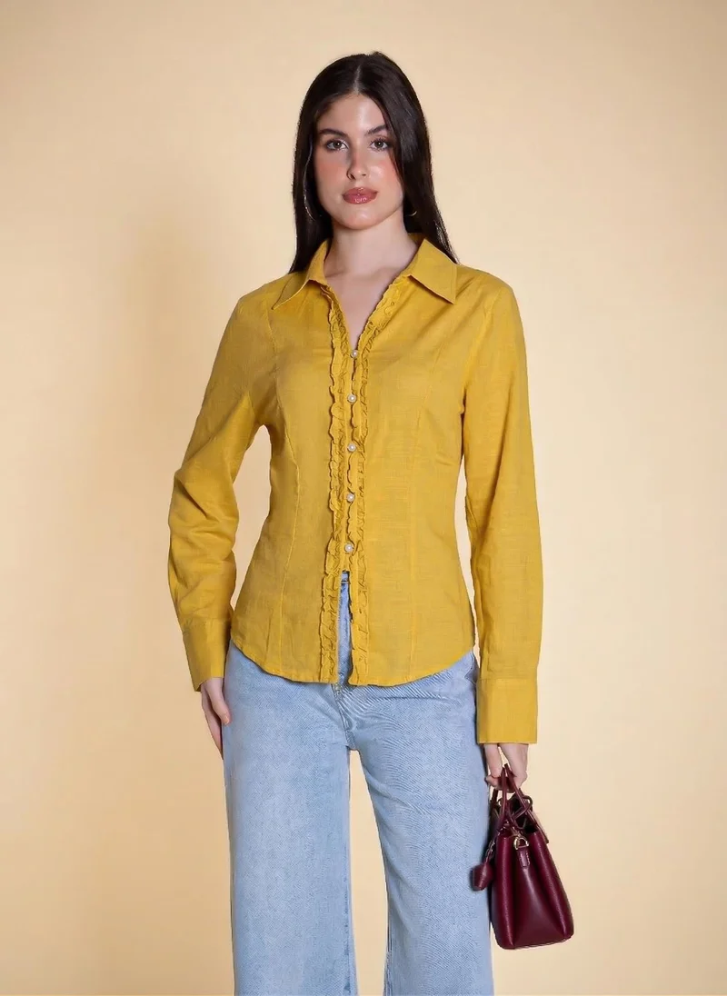 Ruffled Linen Blouse