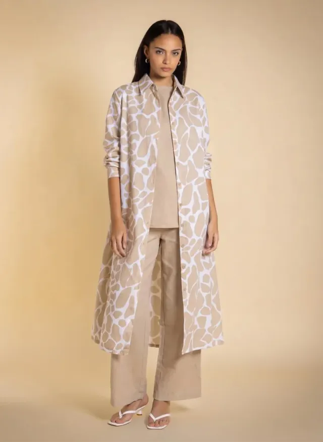 Linen Blend Long Shirt Set