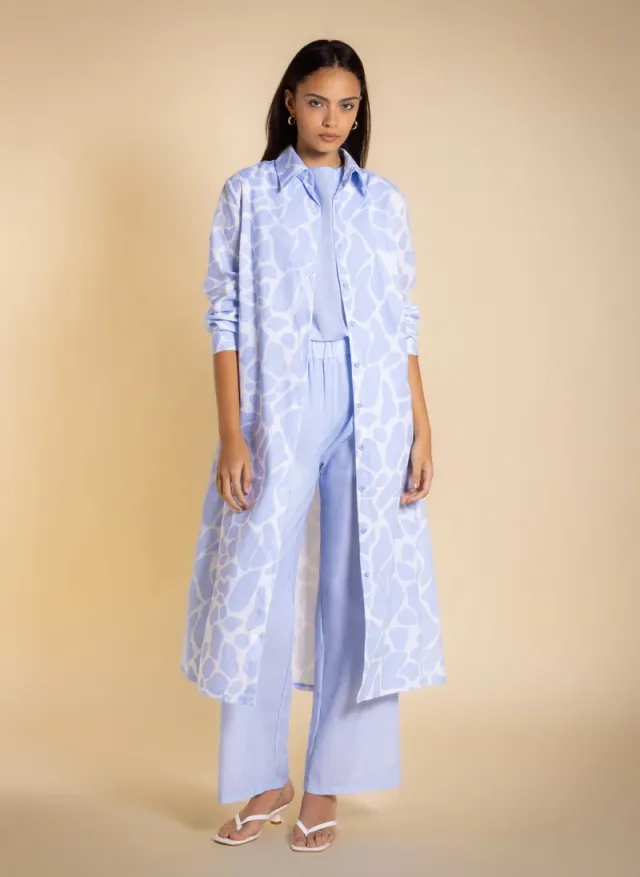 Linen Blend Long Shirt Set