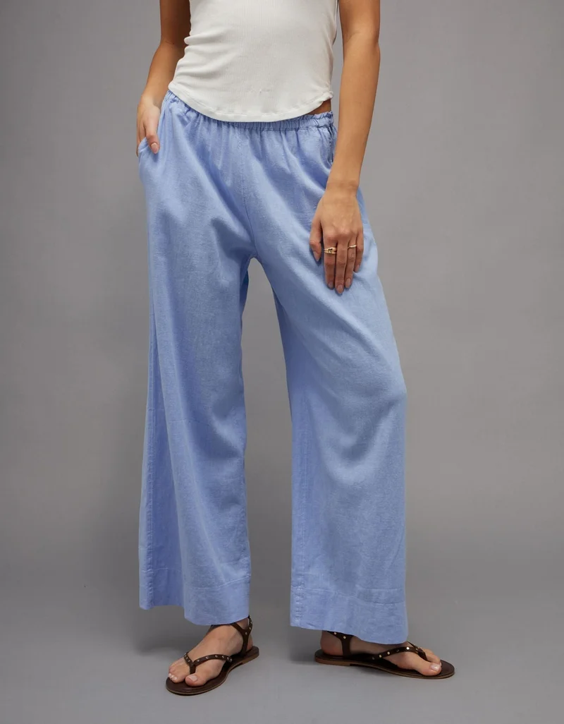 Linen-Blend Wide-Leg Pants