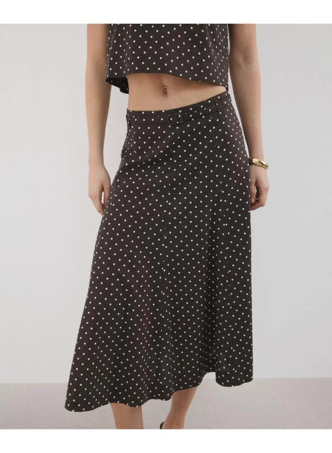 Linen polka dot skirt