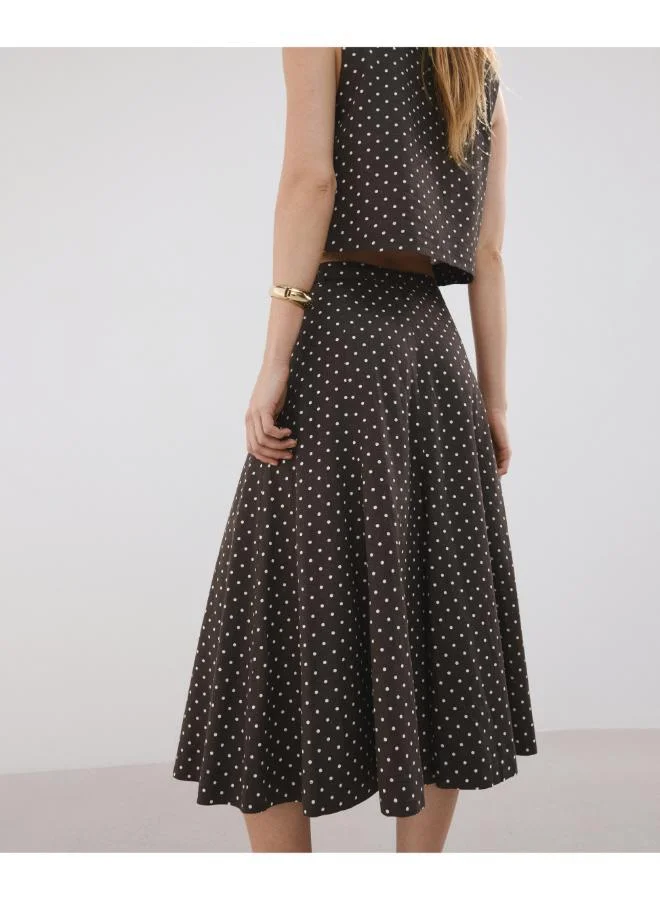 Linen polka dot skirt
