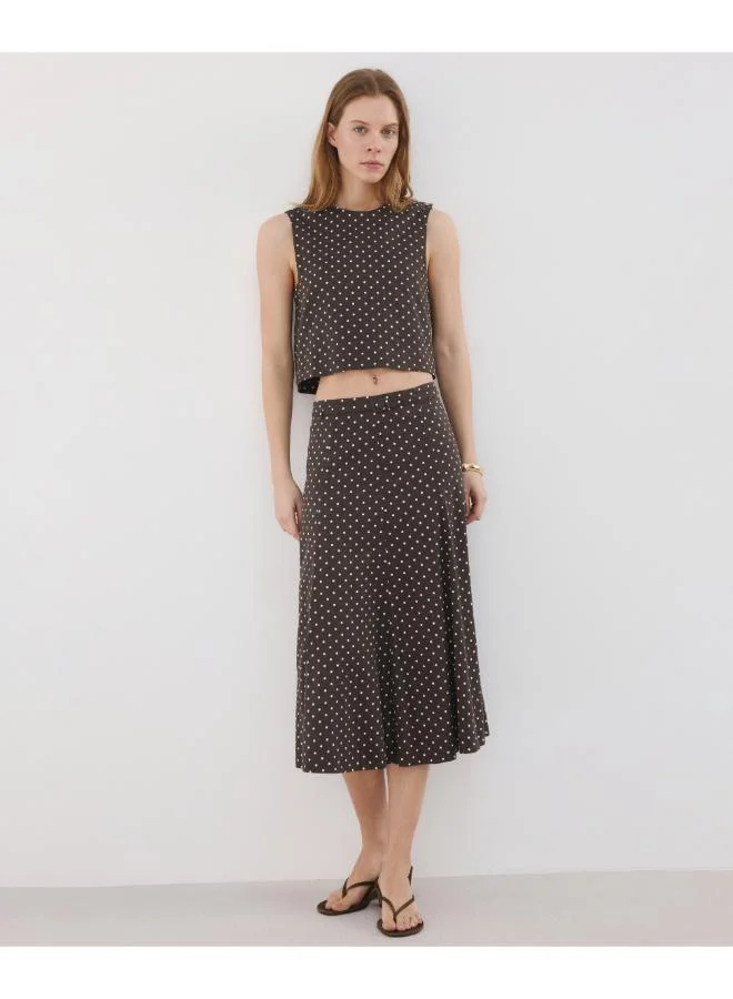 Linen polka dot skirt