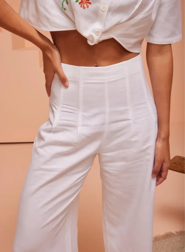 Linen High Waist Wide Leg Trousers – image 4