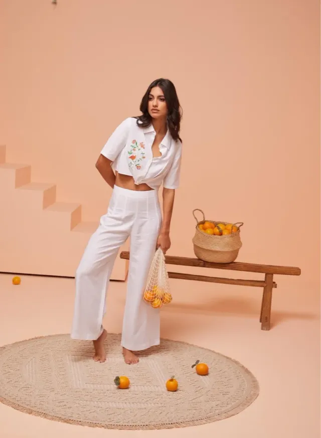 Linen High Waist Wide Leg Trousers – image 5