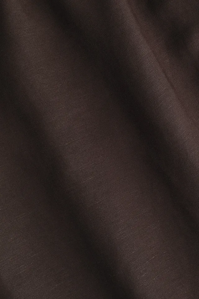 Brown High-Waisted Linen-Blend Drawstring Shorts for Women – image 4