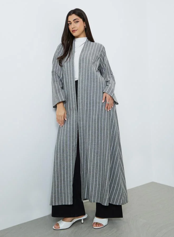 Women's Striped Linen Abaya