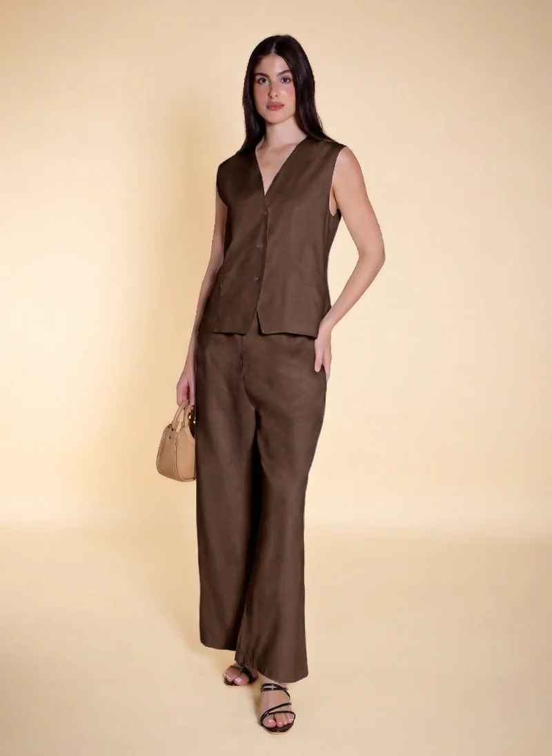 Linen Blend Waistcoat Set