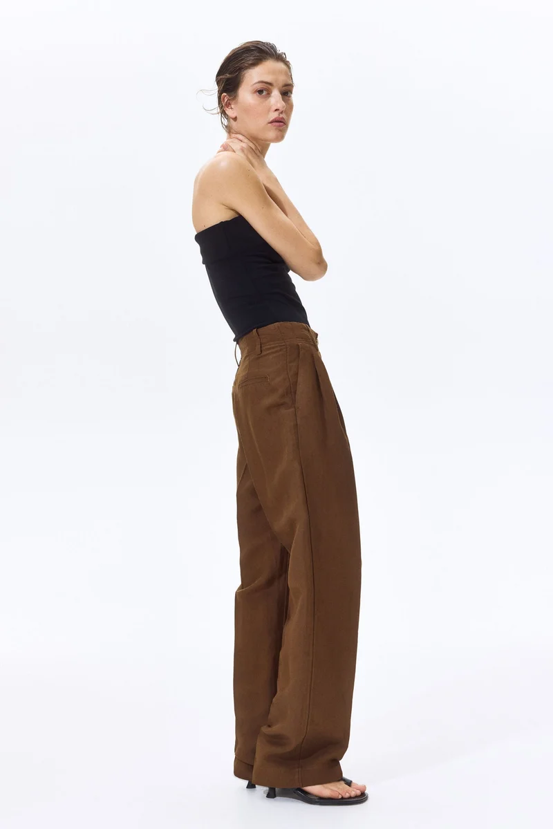 Tapered linen-blend trousers