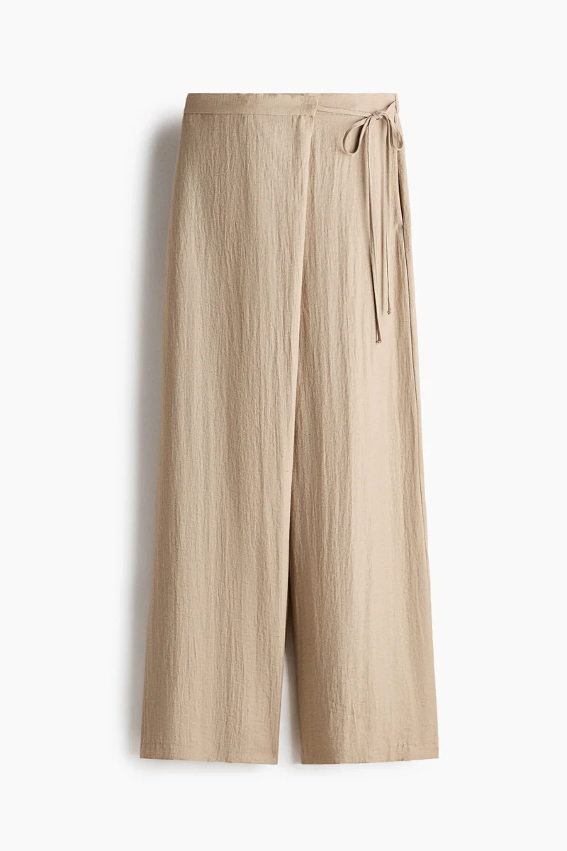 Linen Blend Wrapover Trousers