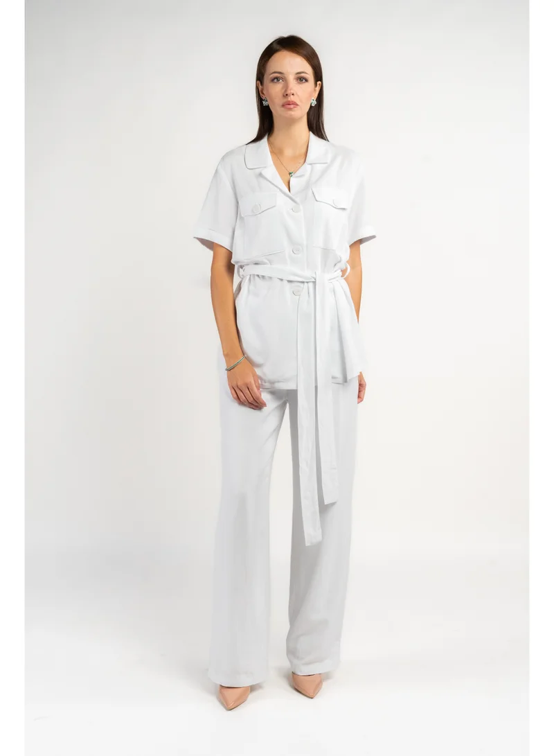 Linen Co-Ord Set White
