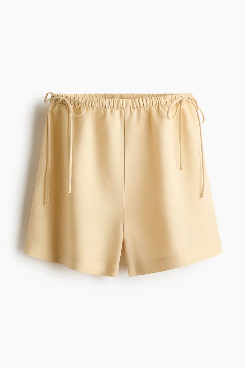 Drawstring Linen Blend Shorts