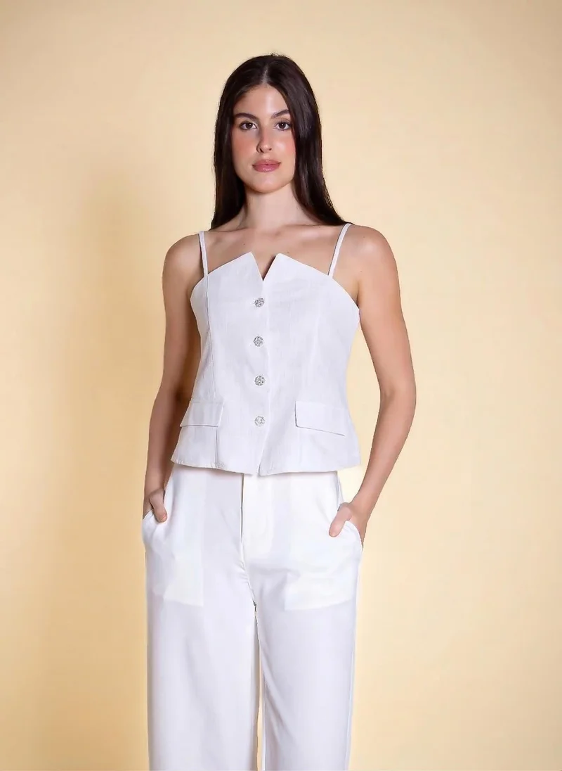 Detailed Linen Blend Top