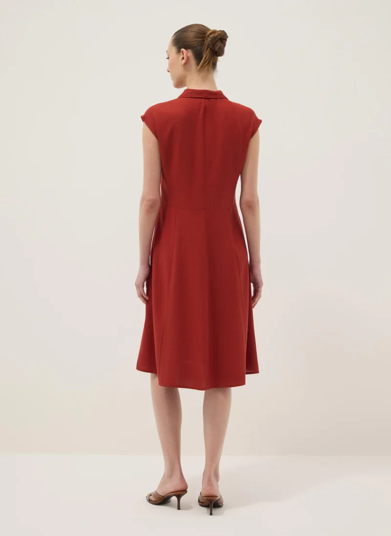 OVS Red Regular-Fit Shirt Dress In Viscose And Linen Blend