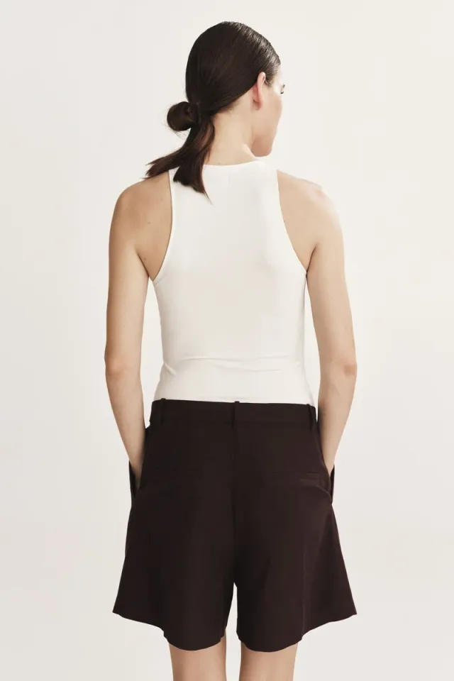 Brown High-Rise Linen-Blend Shorts for Women – image 5