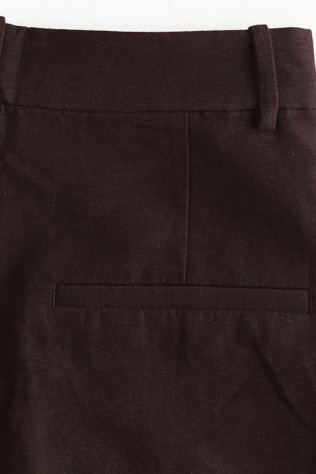Brown High-Rise Linen-Blend Shorts for Women – image 7
